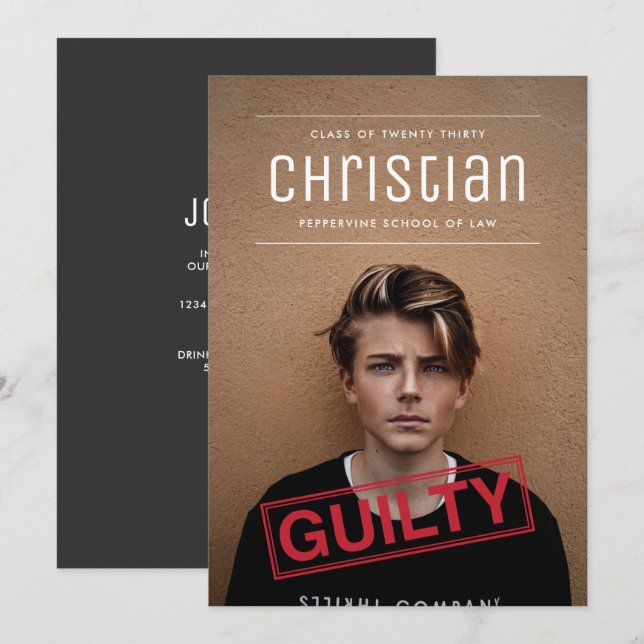 Skyldighet som anklagad Studenten-inbjudan Inbjudningar (Fram/baksida)