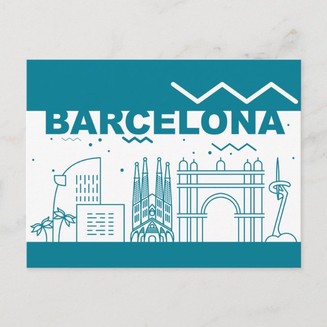 Skyline City Ligcape | Barcelona, Spanien Vykort (Framsida)