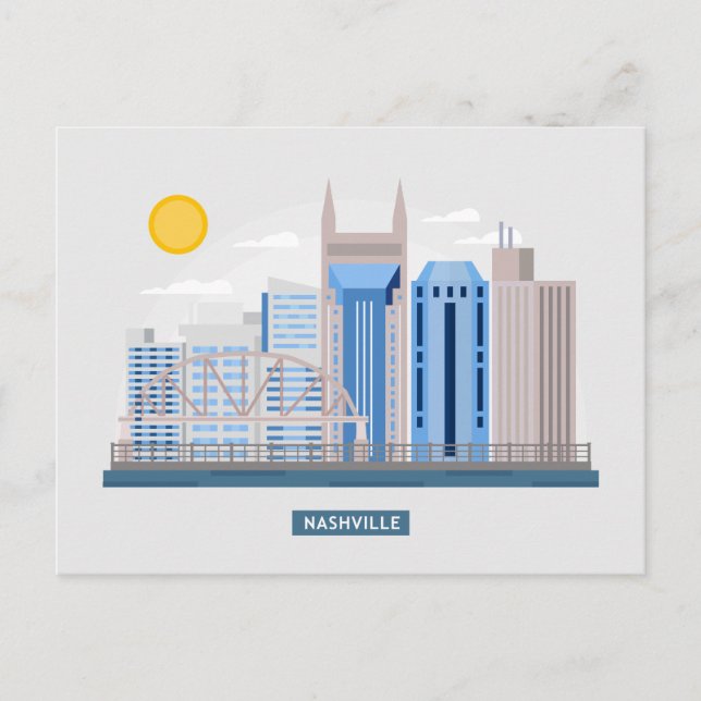 Skyline City Ligcape | Nashville, Tennessee Vykort (Framsida)
