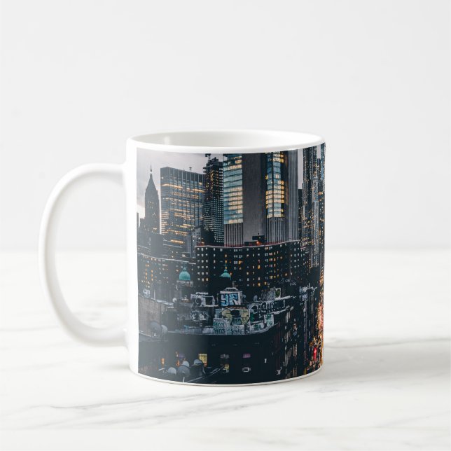 SKYLINE CITY SCENERY VY FRÅN MANHATTAN BRIDG KAFFEMUGG (Vänster)