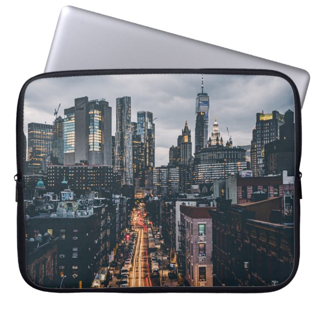 SKYLINE CITY SCENERY VY FRÅN MANHATTAN BRIDG LAPTOP FODRAL (Framsidan)