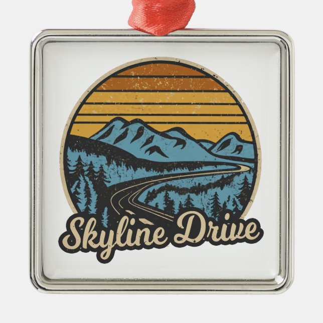 Skyline Drive Virginia Retro Julgransprydnad Metall (Framsidan)
