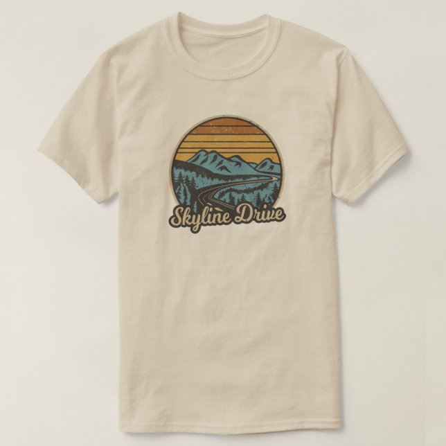 Skyline Drive Virginia Retro T Shirt (Design framsida)