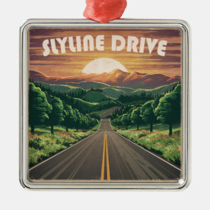 Skyline Drive Virginia Sunset Julgransprydnad Metall