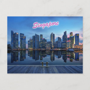 Skyline för Singapores centrala affärsdistrikt Vykort