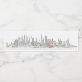 Skyline från World Stickers Vattenflaskor Etikett