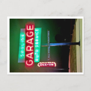 Skyline Garage Auto Service Neon-signering Helg Vykort