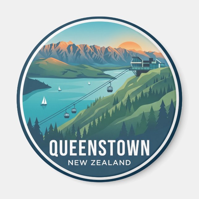 Skyline Gondola Queenstown Nya Zeeland Magnet (Framsidan)