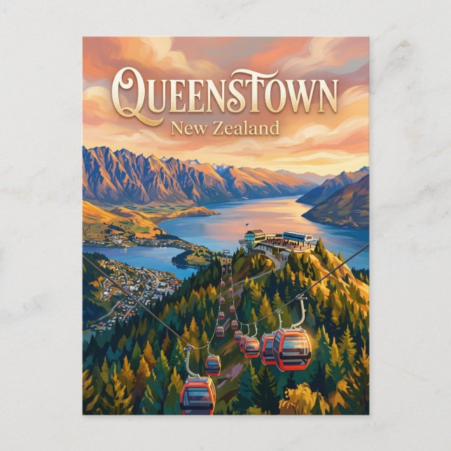 Skyline Gondola Queenstown Nya Zeeland Vykort (Framsida)