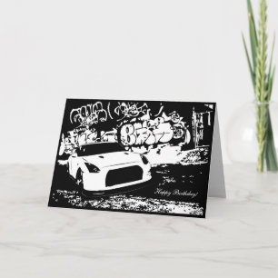 Skyline GTR med Graffiti CarTheme Birthday Card Kort