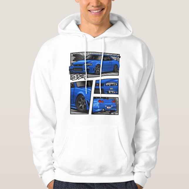 Skyline Gtr R34 Manga Älskare T-ShirtGTR R-34 Mang Hoodie (Framsida)