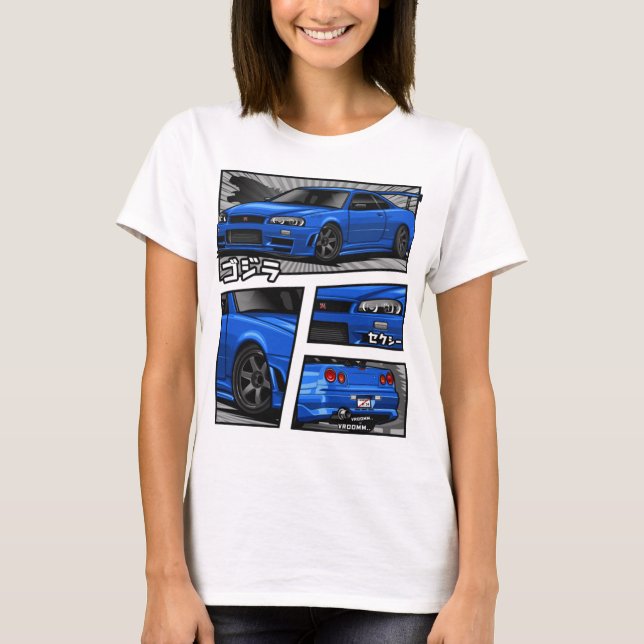 Skyline Gtr R34 Manga Älskare T-ShirtGTR R-34 Mang T Shirt (Framsida)