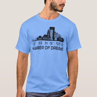 Skyline Hamburg Silhuett Gps Koordinater Stad fu T Shirt