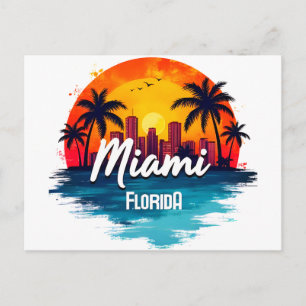 Skyline i Miami City Florida Vykort