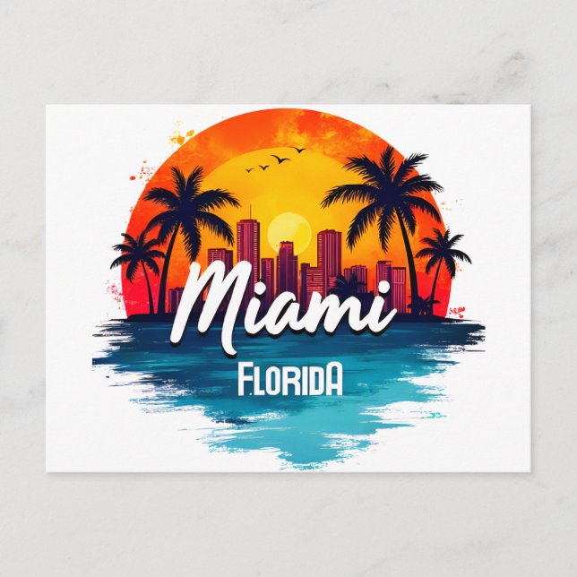 Skyline i Miami City Florida Vykort (Framsida)