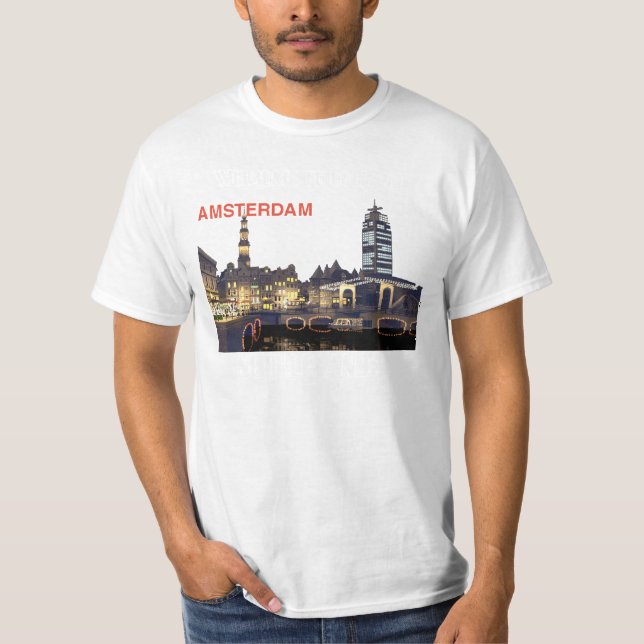 skyline_nacht_7 AMSTERDAM, VÄLKOMNANDE TILL T Shirt (Framsida)
