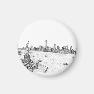 Skyline New York Pen Bläck Illustration Magnet