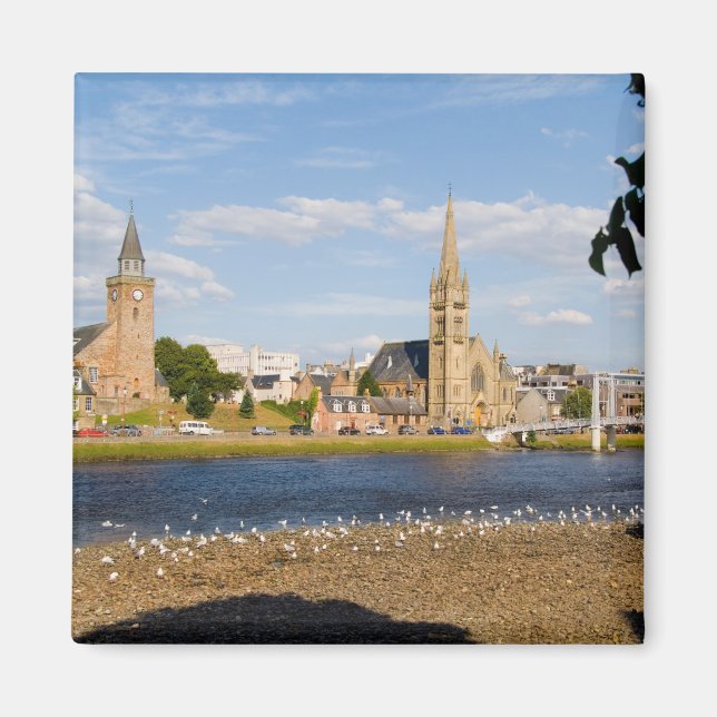 Skyline och floden Quaint City Inverness Magnet (Framsidan)