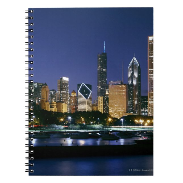 Skyline of Downtown Chicago på natten Anteckningsbok (Framsidan)
