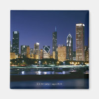 Skyline of Downtown Chicago på natten