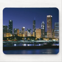 Skyline of Downtown Chicago på natten