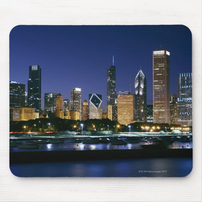 Skyline of Downtown Chicago på natten Musmatta (Framsidan)