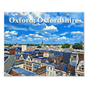 Skyline of Historic Oxford Acrylic Painting Fototryck