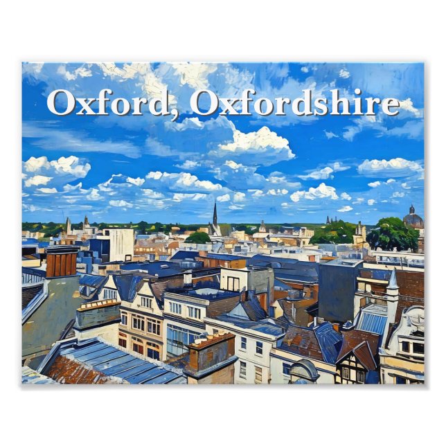 Skyline of Historic Oxford Acrylic Painting Fototryck (Framsidan)