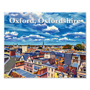 Skyline of Historic Oxford Acrylic Painting Fototryck