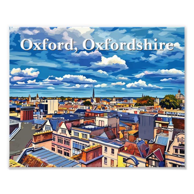 Skyline of Historic Oxford Acrylic Painting Fototryck (Framsidan)