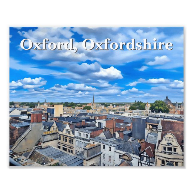 Skyline of Historic Oxford Painting Fototryck (Framsidan)