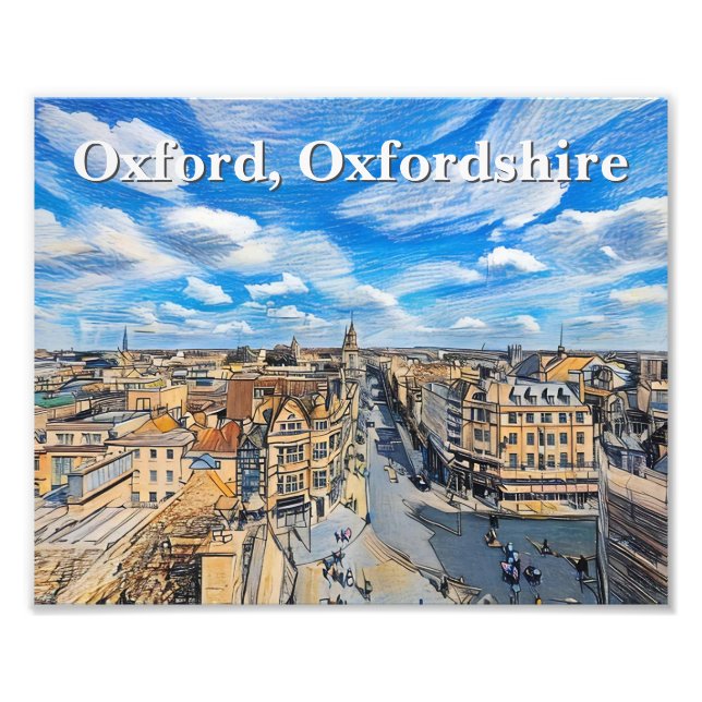 Skyline of Historic Oxford Pencil Art Fototryck (Framsidan)