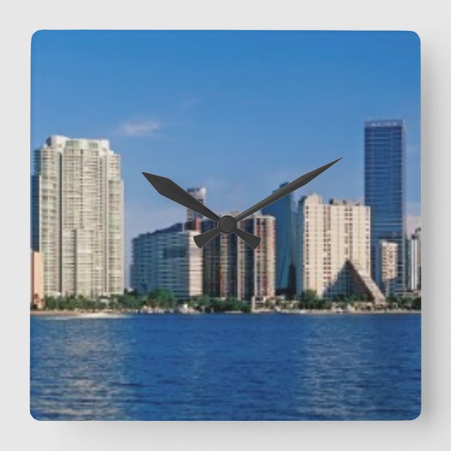 Skyline of Miami, Florida Fyrkantig Klocka (Framsida)