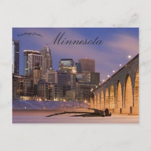 Skyline of Minneapolis Minnesota Vykort