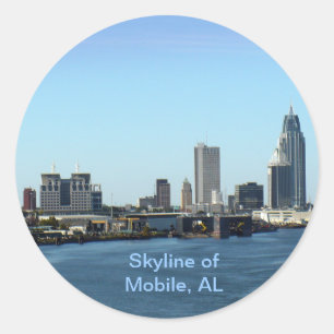 Skyline of Mobile, AL Runt Klistermärke