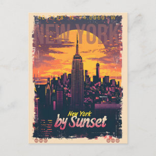 Skyline of Ney York by Sunset Vykort