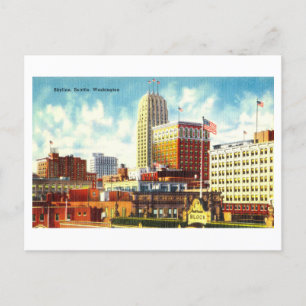 Skyline of Seattle, Washington, Vintage resor Vykort