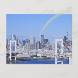 Skyline of Tokyo and Rainbow Bridge Vykort