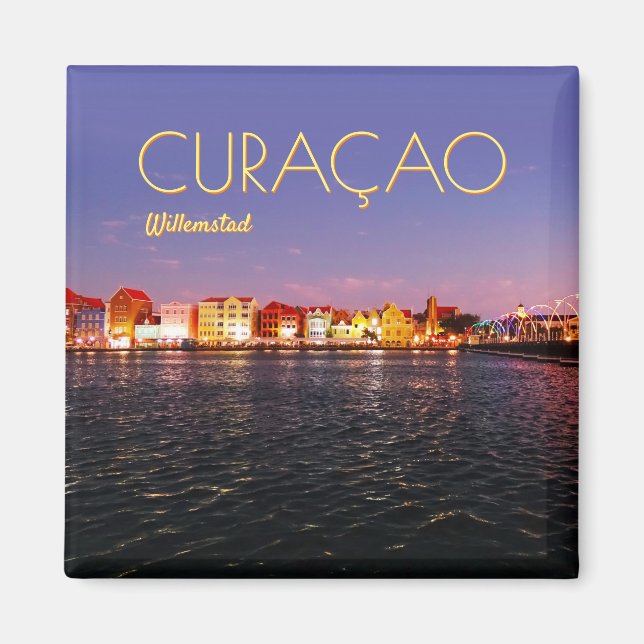 Skyline of Willemstad at Night (anpassade) Magnet (Framsidan)