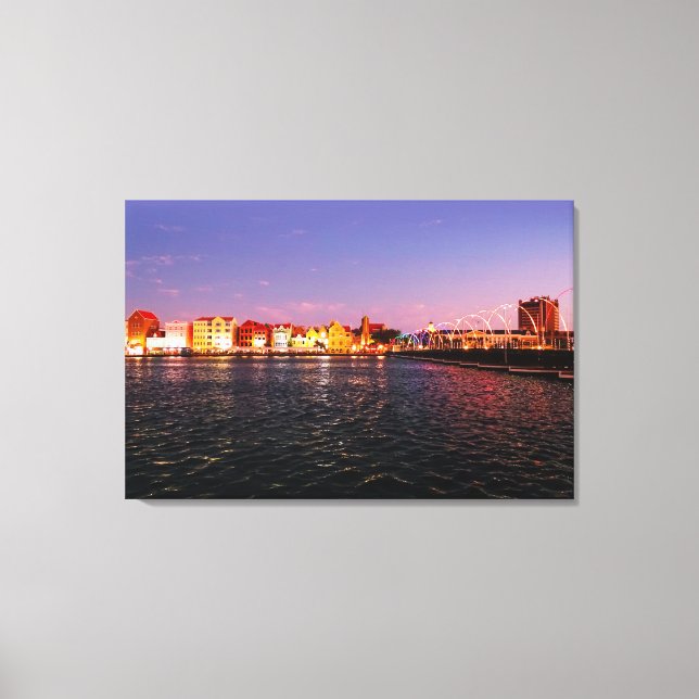 Skyline of Willemstad at Night Canvastryck (Framsida)