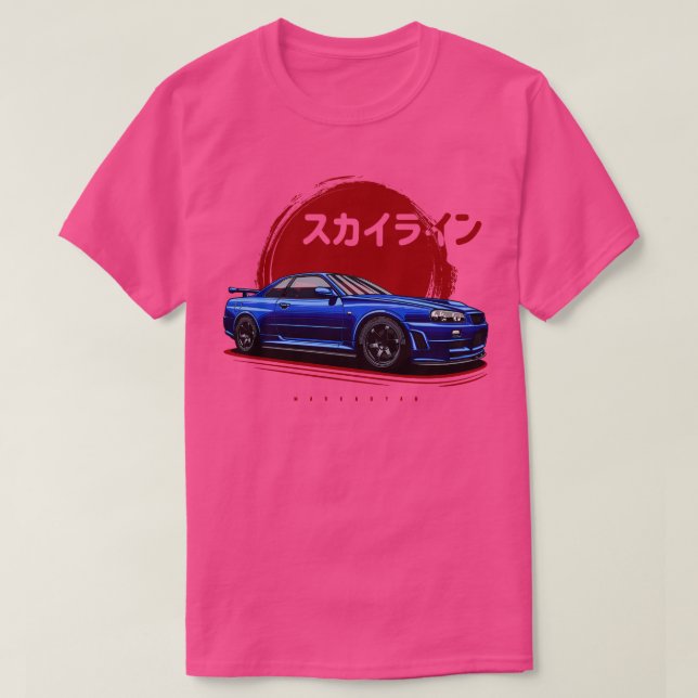 Skyline R34 GTR 1 T Shirt (Design framsida)