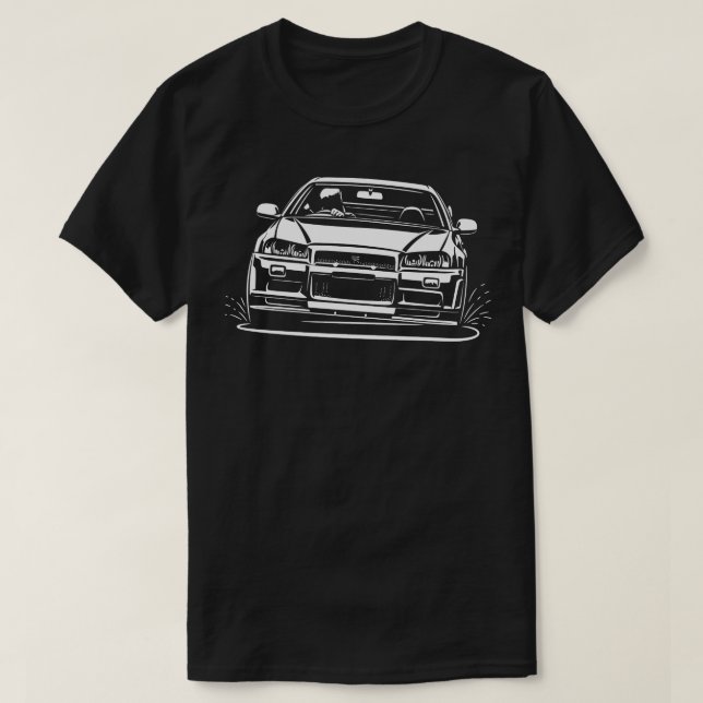 Skyline R34 GTR 2 T Shirt (Design framsida)