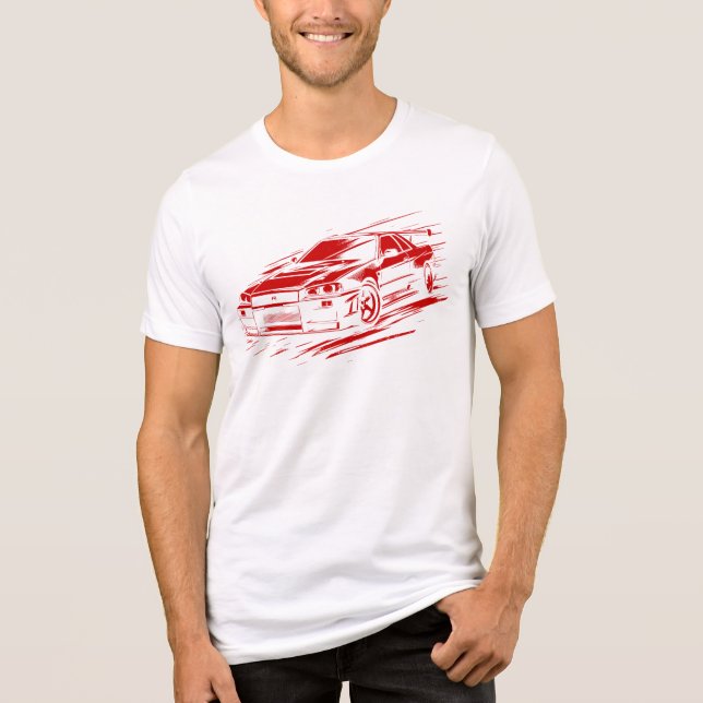 Skyline R34 Legendary JDM Illustration - Red T Shirt (Framsida)