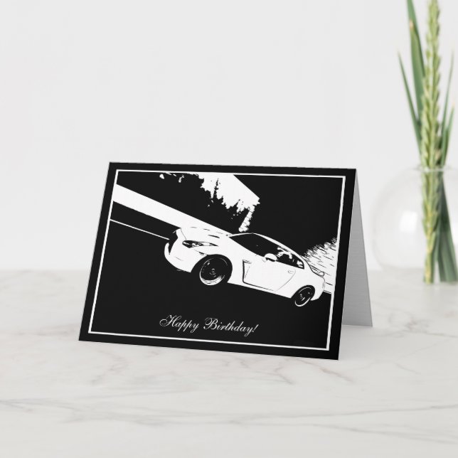 Skyline Rolling Shot Car Teme Birthday Card Kort (Framsida)