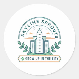 Skyline Sprouts Urban Farming-dekal | Stadsträdgår Runt Klistermärke