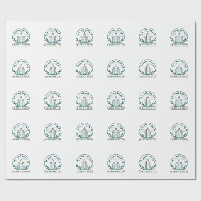 Skyline Sprouts Urban Farming Sticker | City Garde Presentpapper (Platt)