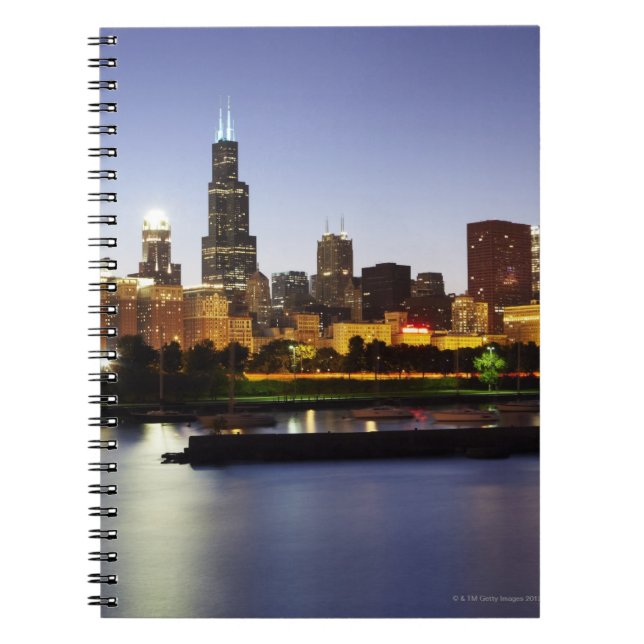 Skyline till Chicago vid dusk Anteckningsbok (Framsidan)