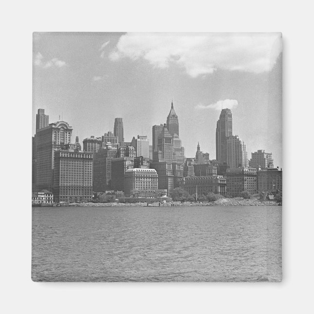 Skyline till Manhattan New York USA B&W Magnet (Framsidan)