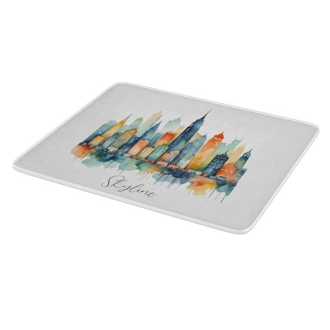 Skyline Urban Stadssilhuett Vattenfärg Stad Kök (Hörn)