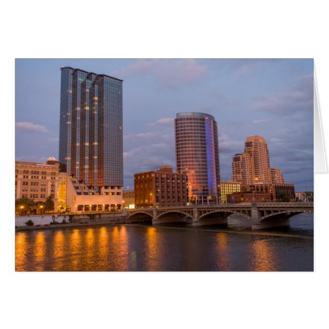 Skyline vid Dusk, vid Grand River 2 Hälsningskort (Framsidan Horizontal)